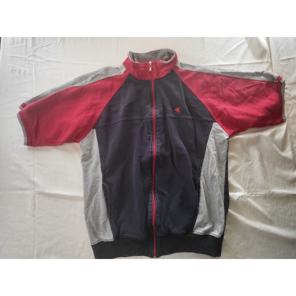Sean John Mens XL Short Sleeve Full Zip Sweatshirt Vintage Y2K Hip Hop Track Top